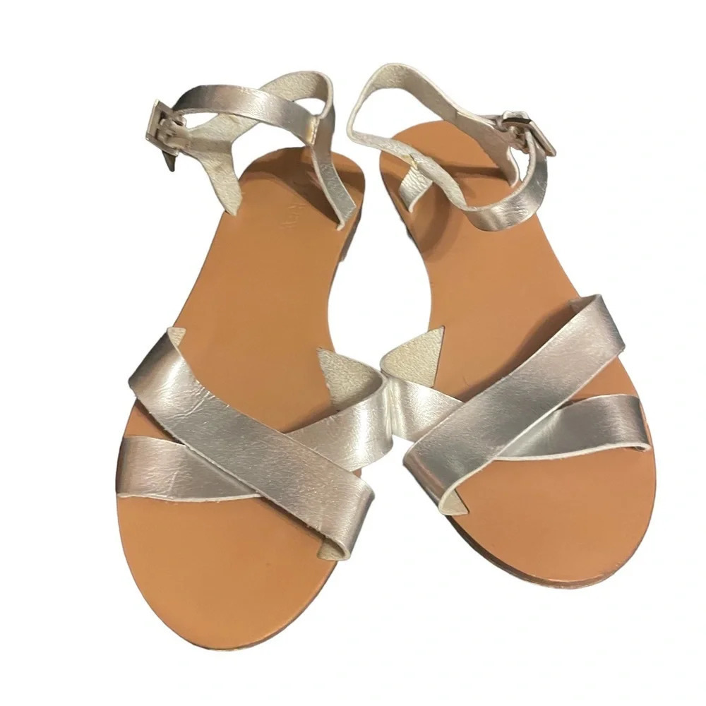 J.CREW SILVER STRAPPY SANDALS